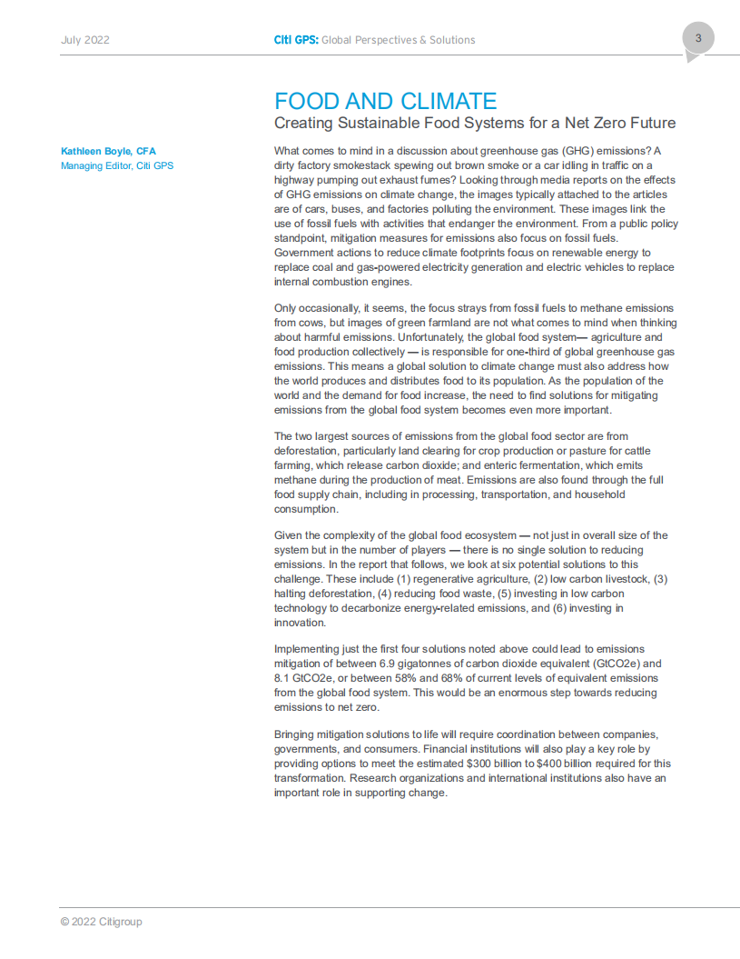 花旗银行（Citi GPS）：粮食与气候变化-创建可持续的粮食系统，实现净零未来（英文版）.pdf 第3页