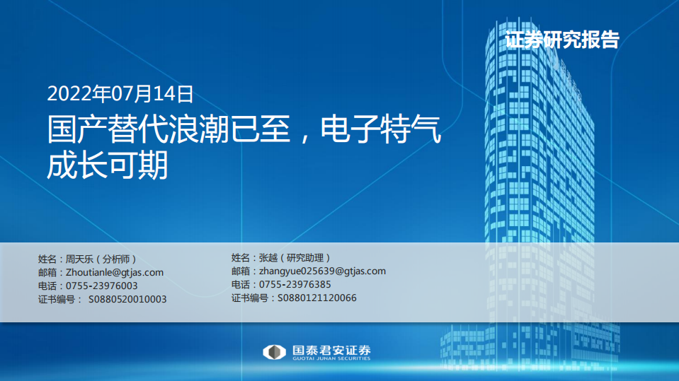 电子特气行业：国产替代浪潮已至，电子特气成长可期-220714.pdf 第1页