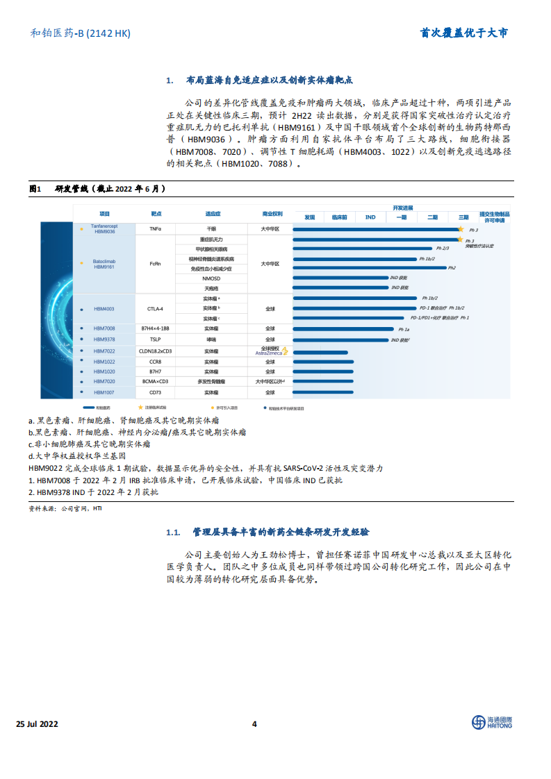 和铂医药-首次覆盖：商业化阶段将至，研发能力获全球药企背书-220725.pdf 第4页