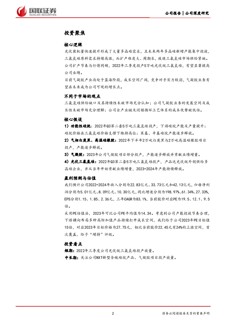 宏柏新材-一体化含硫硅烷龙头，受益三氯氢硅景气高涨-220811.pdf 第2页