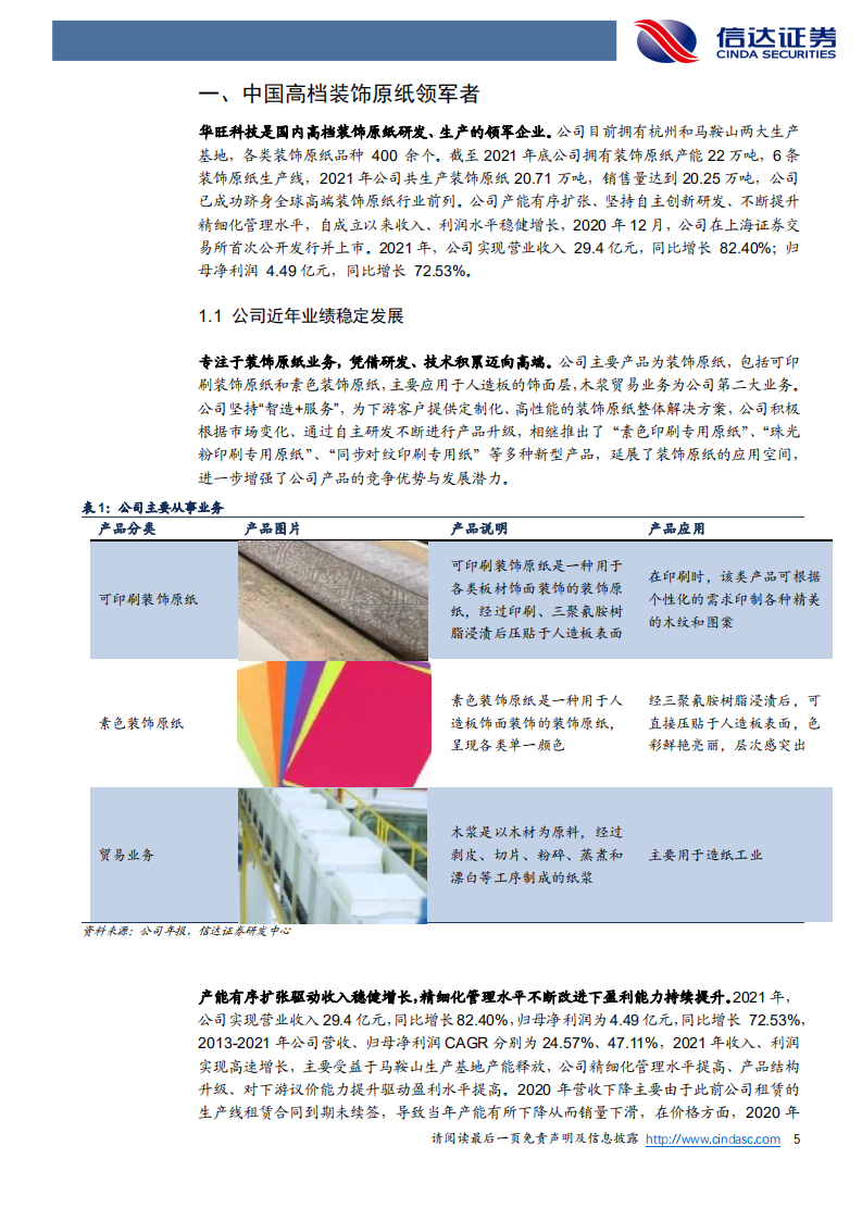 华旺科技：装饰原纸领军企业，产能扩张蓄势成长-220812.pdf 第5页