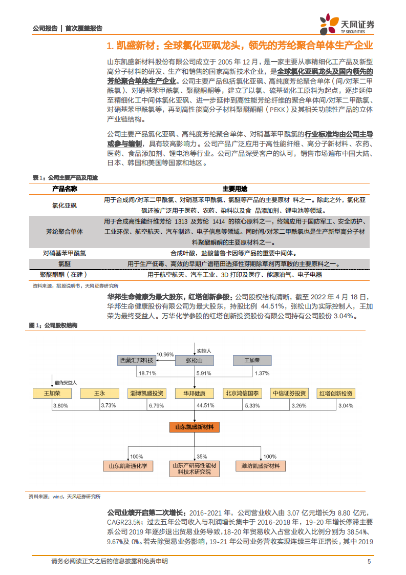 凯盛新材-氯化亚砜龙头展望新能源，芳纶及PEKK打开空间-220721.pdf 第5页