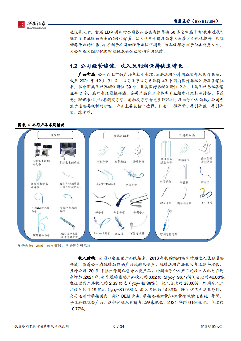 惠泰医疗-心脏电生理龙头企业，布局血管介入加速成长-220802.pdf 第8页