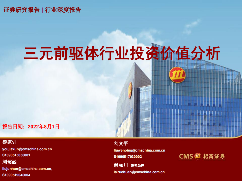 三元前驱体行业投资价值分析-220801.pdf 第1页