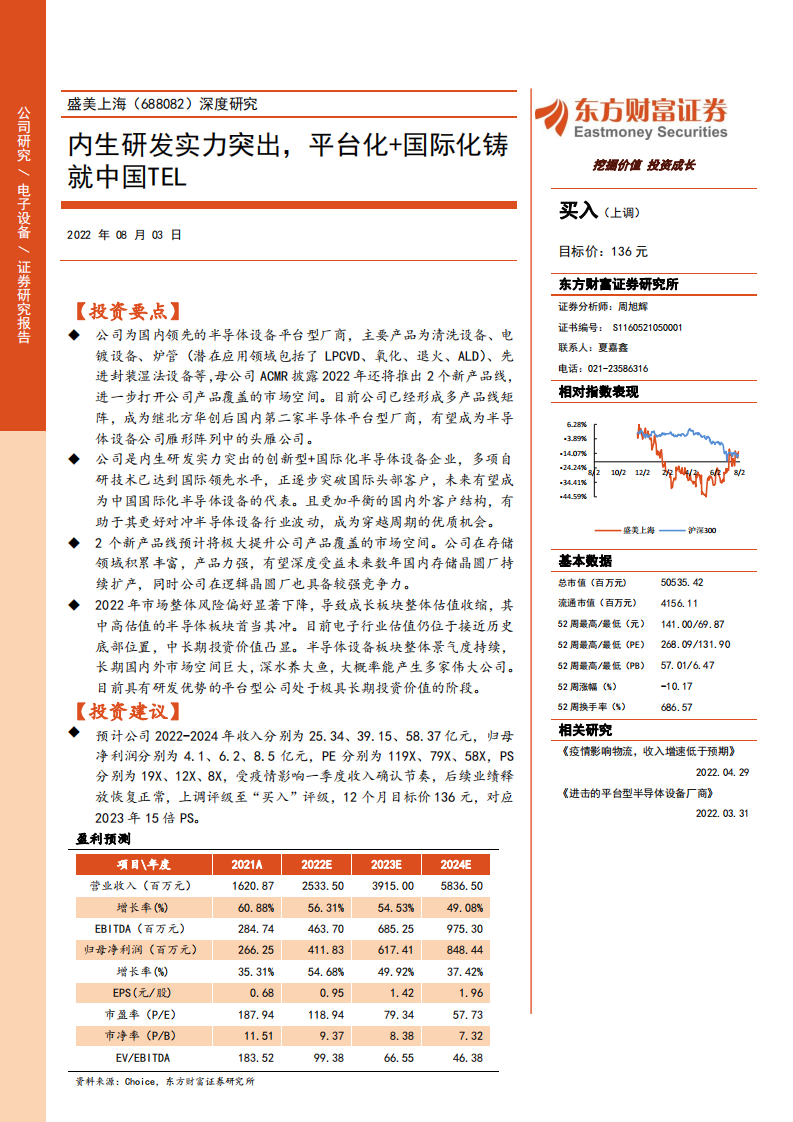 盛美上海-深度研究：内生研发实力突出，平台化+国际化铸就中国TEL-20220803.pdf 第1页