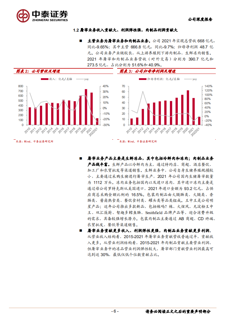 双汇发展-龙头地位稳固，肉制品+屠宰利润弹性释放-220711.pdf 第6页