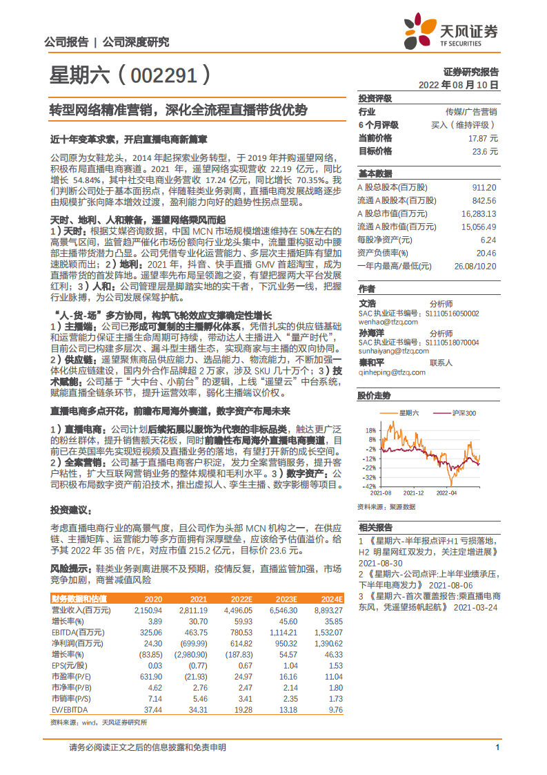 星期六-转型网络精准营销，深化全流程直播带货优势-220810.pdf 第1页