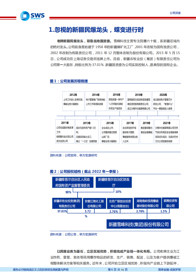 雪峰科技-新疆民爆第一股，蝶变进行时-220711.pdf 第6页