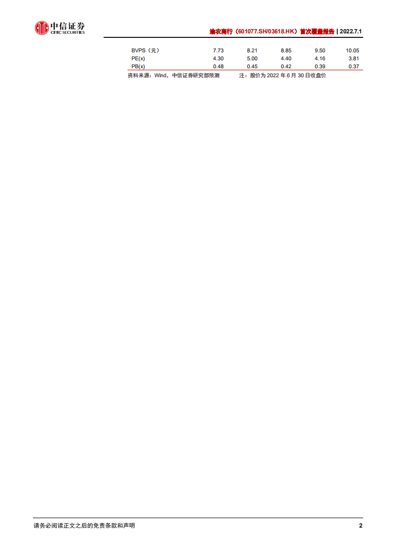 渝农商行-首次覆盖报告：深耕重渝，转型发展-220701.pdf 第2页