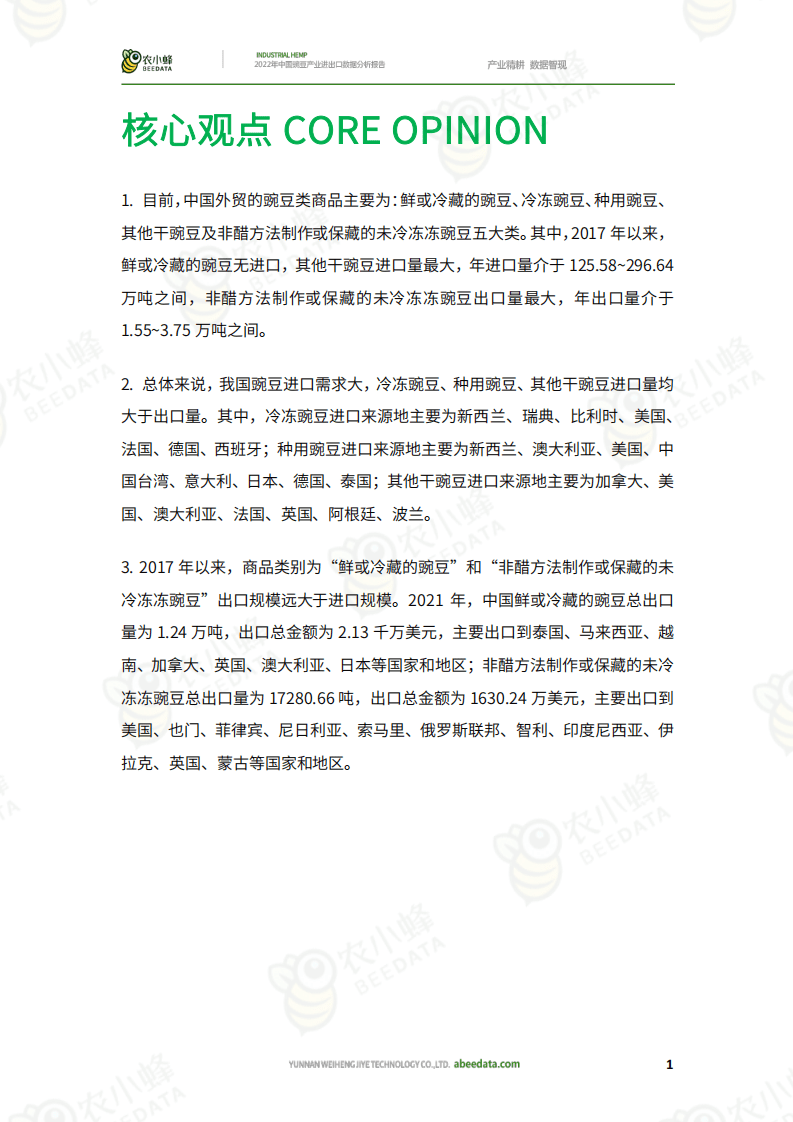 农小蜂：2022年中国豌豆产业进出口数据分析报告.pdf 第3页