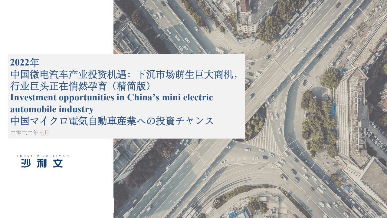 沙利文：2022年中国微电汽车产业投资机遇报告（精简版）.pdf 第1页