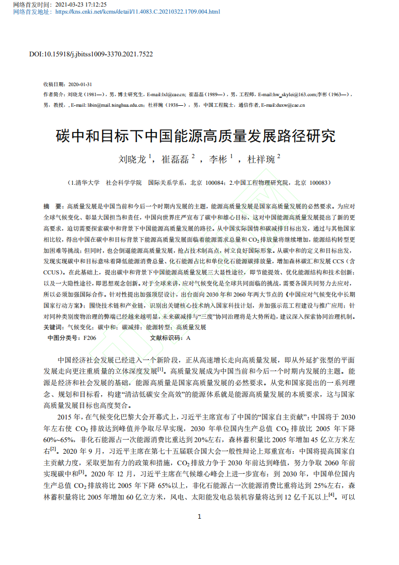 碳中和目标下中国能源高质量发展路径研究.pdf 第2页