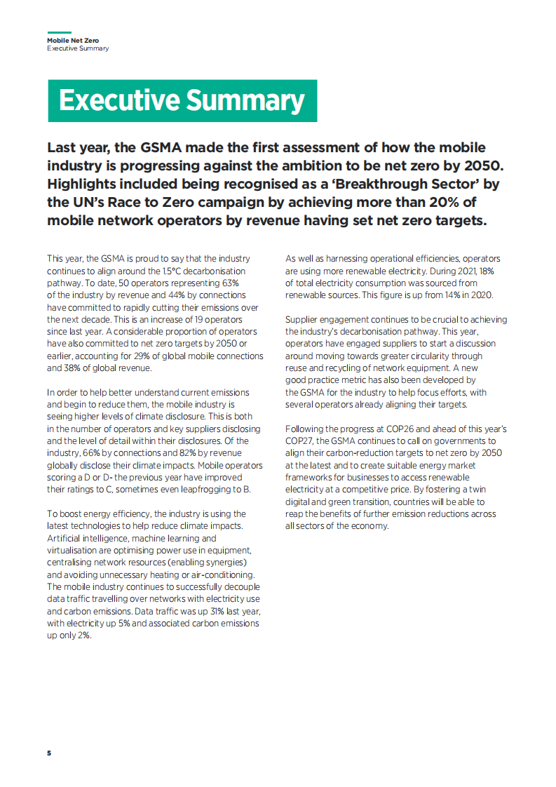 移动行业净零排放——2022年移动行业气候行动进展（英）-GSMA.pdf 第5页