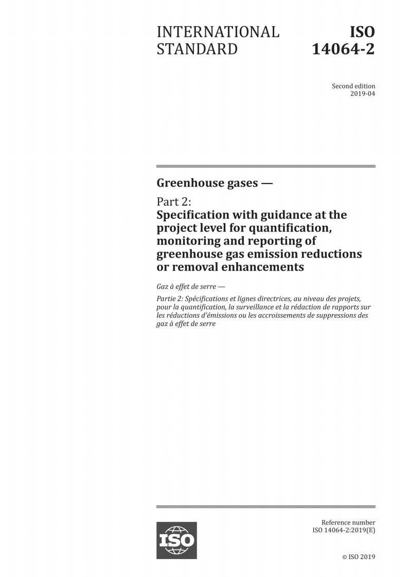 ISO14064-2-2019 温室气体 第二部分项目层级温室气体减排或清除增加的量化、监测和报告指南（英文）.pdf 第1页