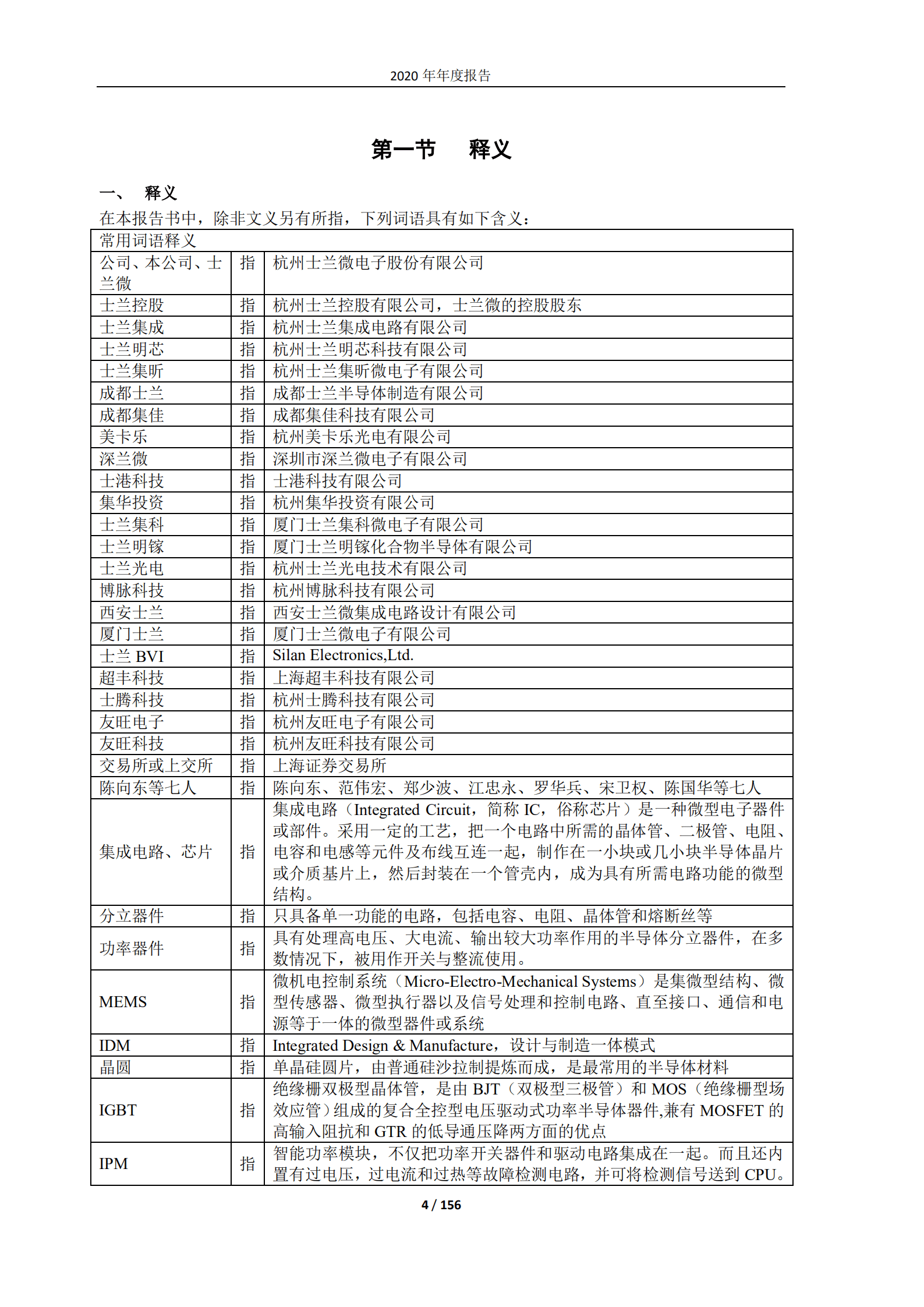 杭州士兰微电子股份有限公司2020年年度报告.PDF 第4页