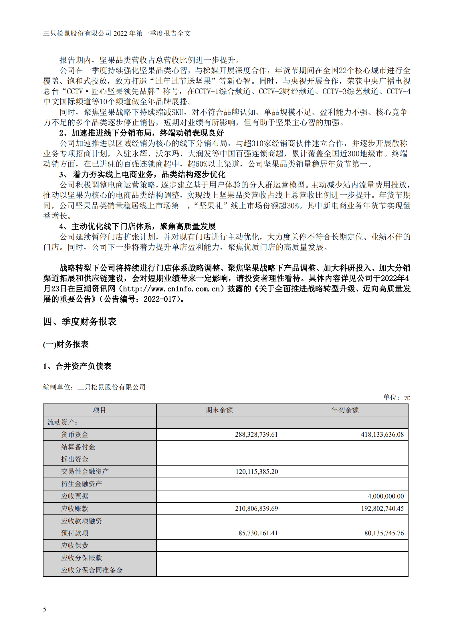 三只松鼠股份有限公司2022年一季度报告.PDF 第5页