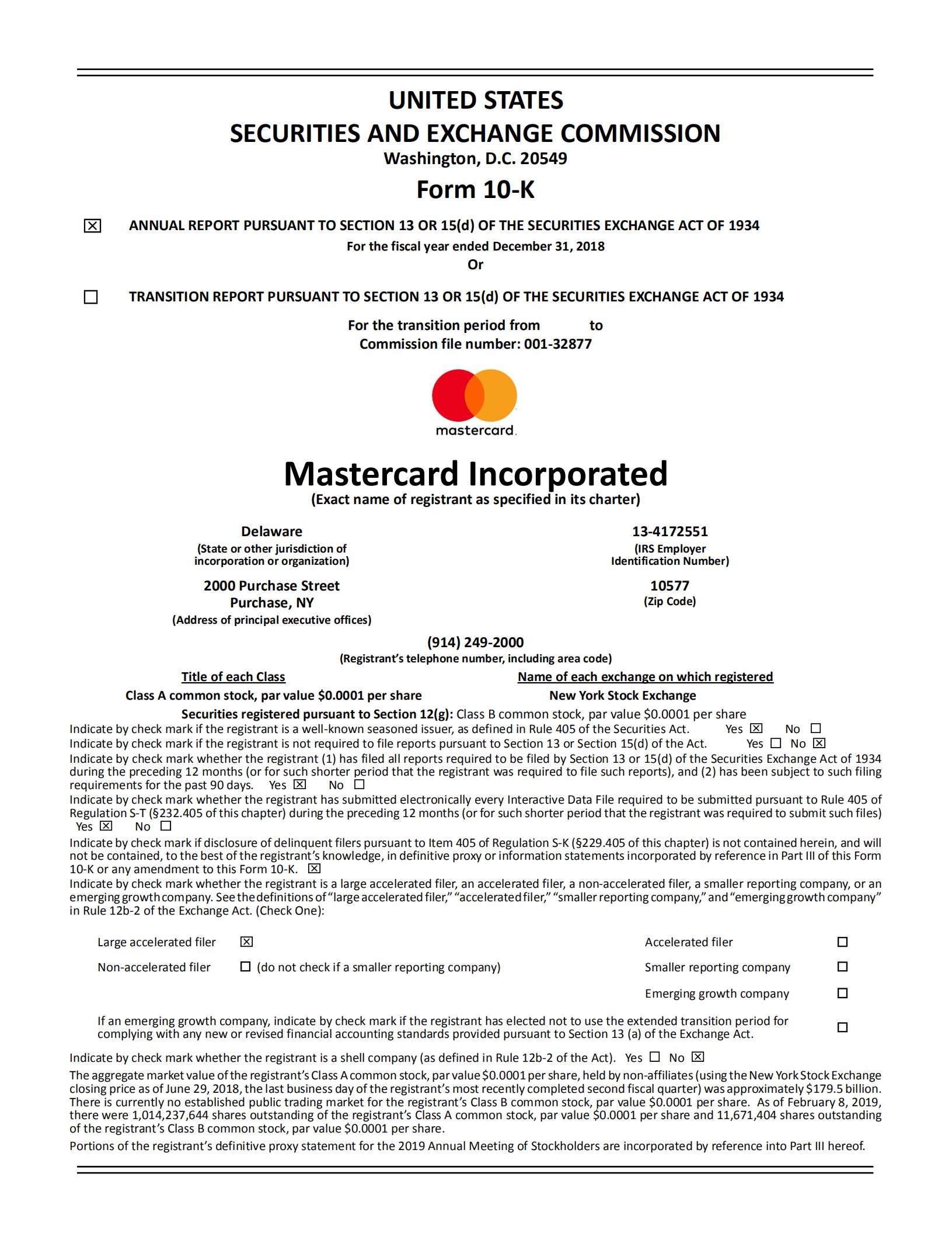 万事达卡（MasterCard）2018年年度报告（英文版）.pdf 第1页