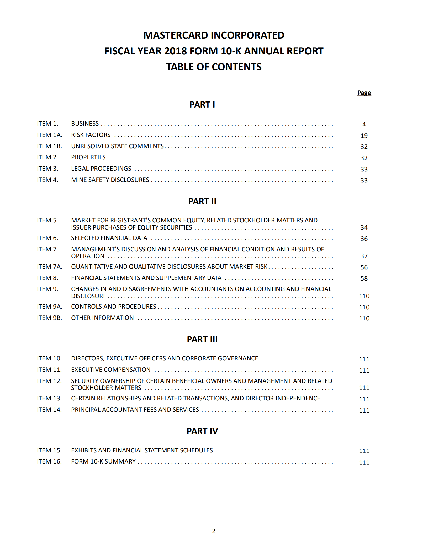 万事达卡（MasterCard）2018年年度报告（英文版）.pdf 第2页