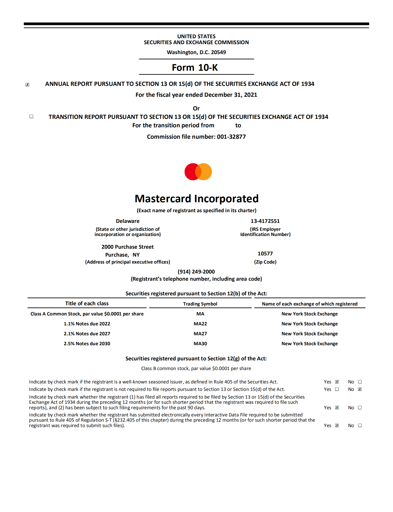万事达卡（MasterCard）2021年年度报告（英文版）.pdf 第1页