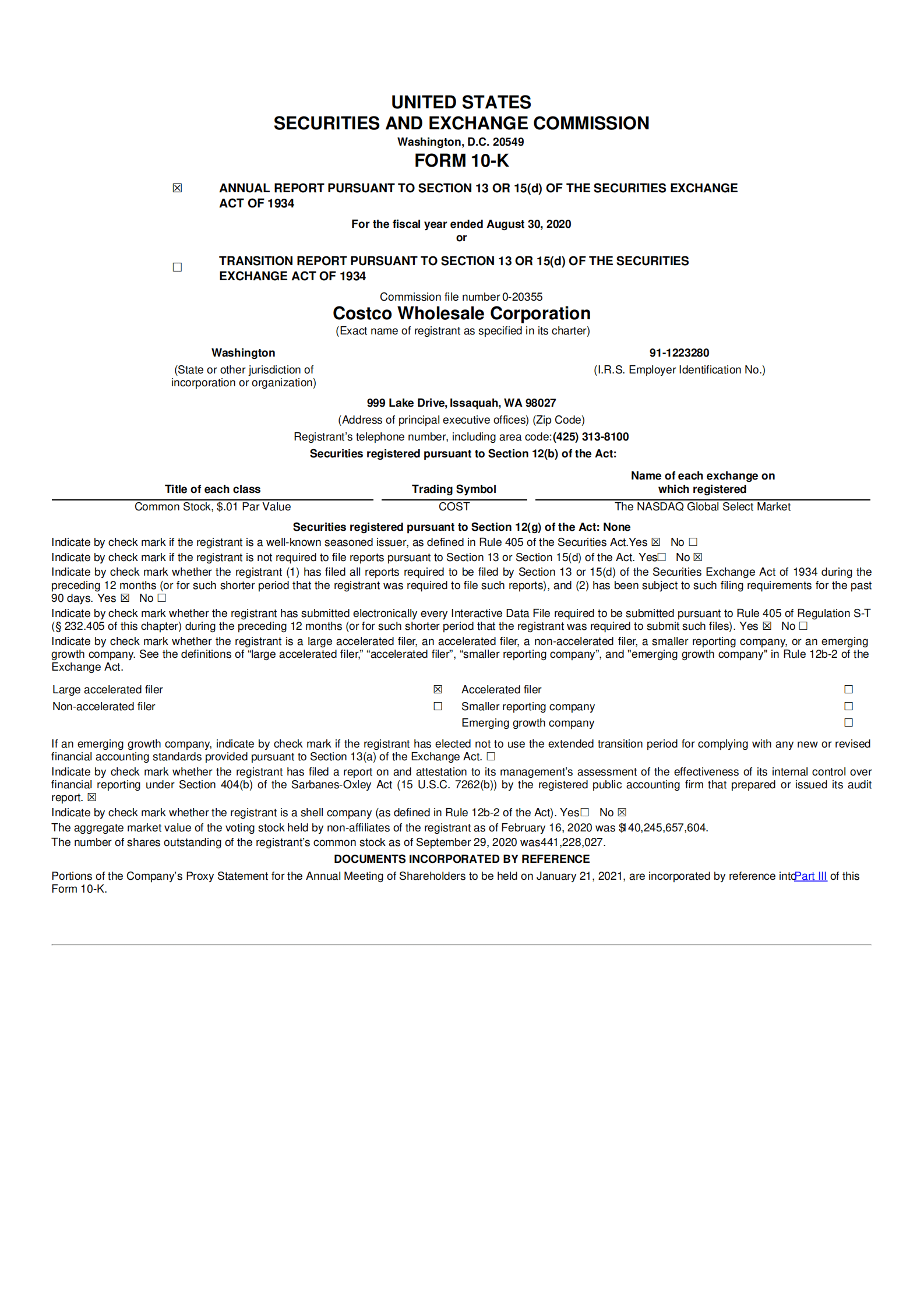 开市客（COSTCO WHOLESALE）2020年年度报告（英文版）.pdf 第2页