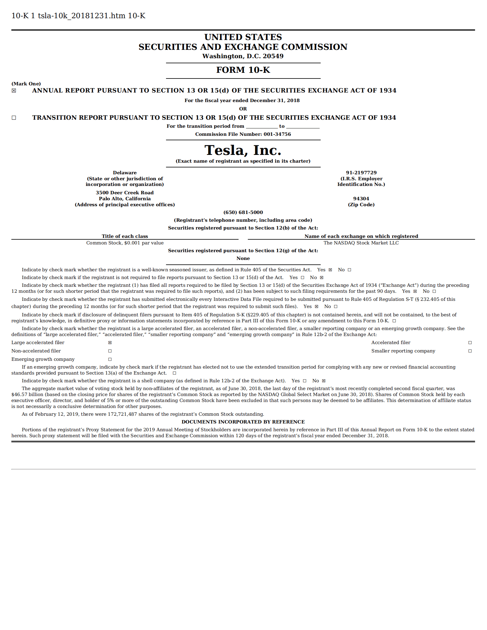 特斯拉（TESLA）2019年年度报告（英文版）.pdf 第1页