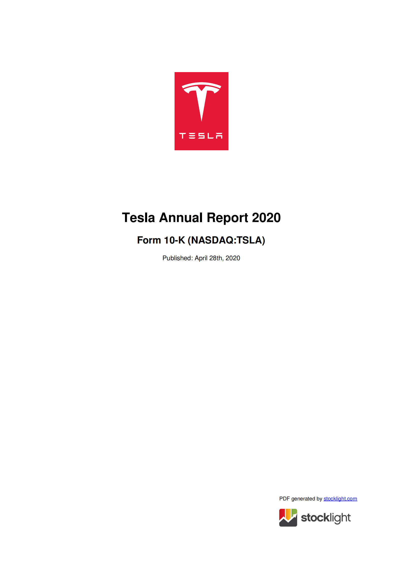 特斯拉（TESLA）2020年年度报告（英文版）.pdf 第1页