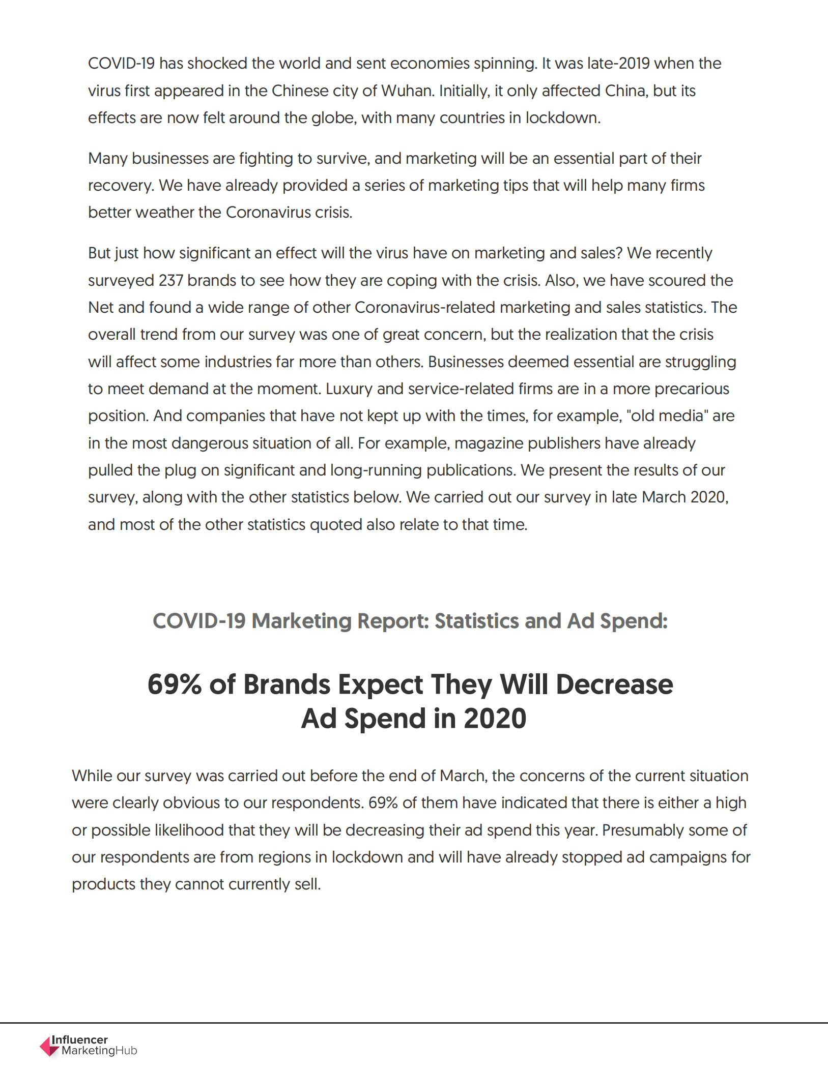 Influencer Marketing Hub：COVID-19营销和广告支出影响报告及统计数据（英文版）.pdf 第2页
