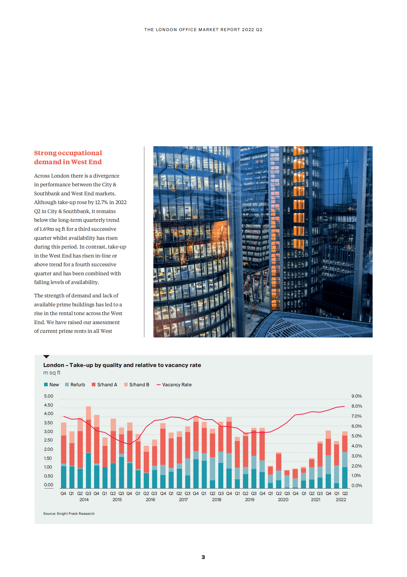 莱坊国际（Knight Frank）：2022年第二季度伦敦写字楼市场洞察报告（英文版）.pdf 第3页