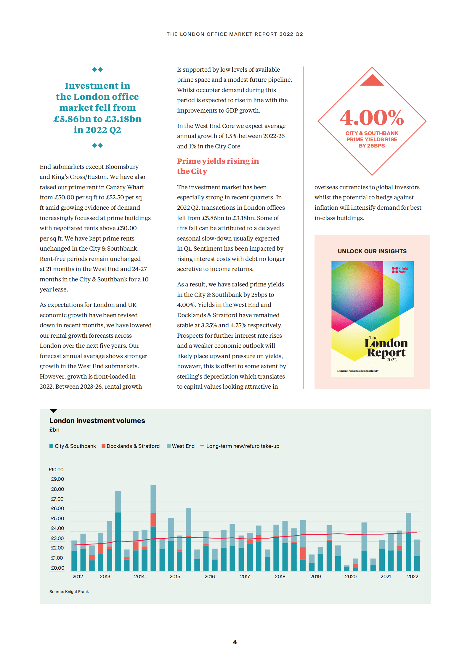 莱坊国际（Knight Frank）：2022年第二季度伦敦写字楼市场洞察报告（英文版）.pdf 第4页