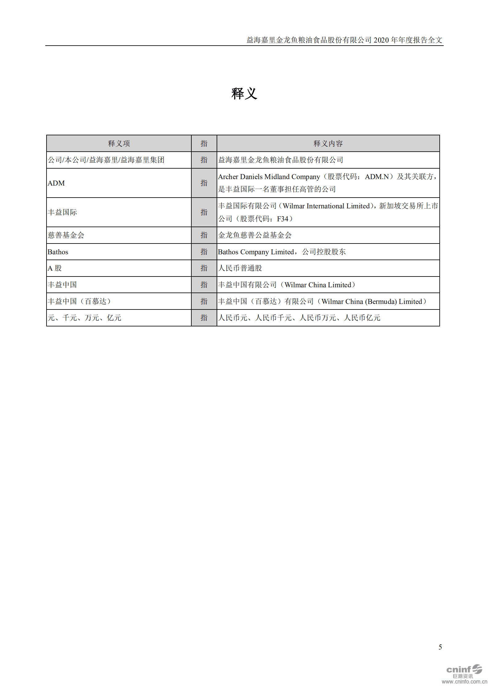 益海嘉里金龙鱼粮油食品股份有限公司2020年年度报告.PDF 第5页
