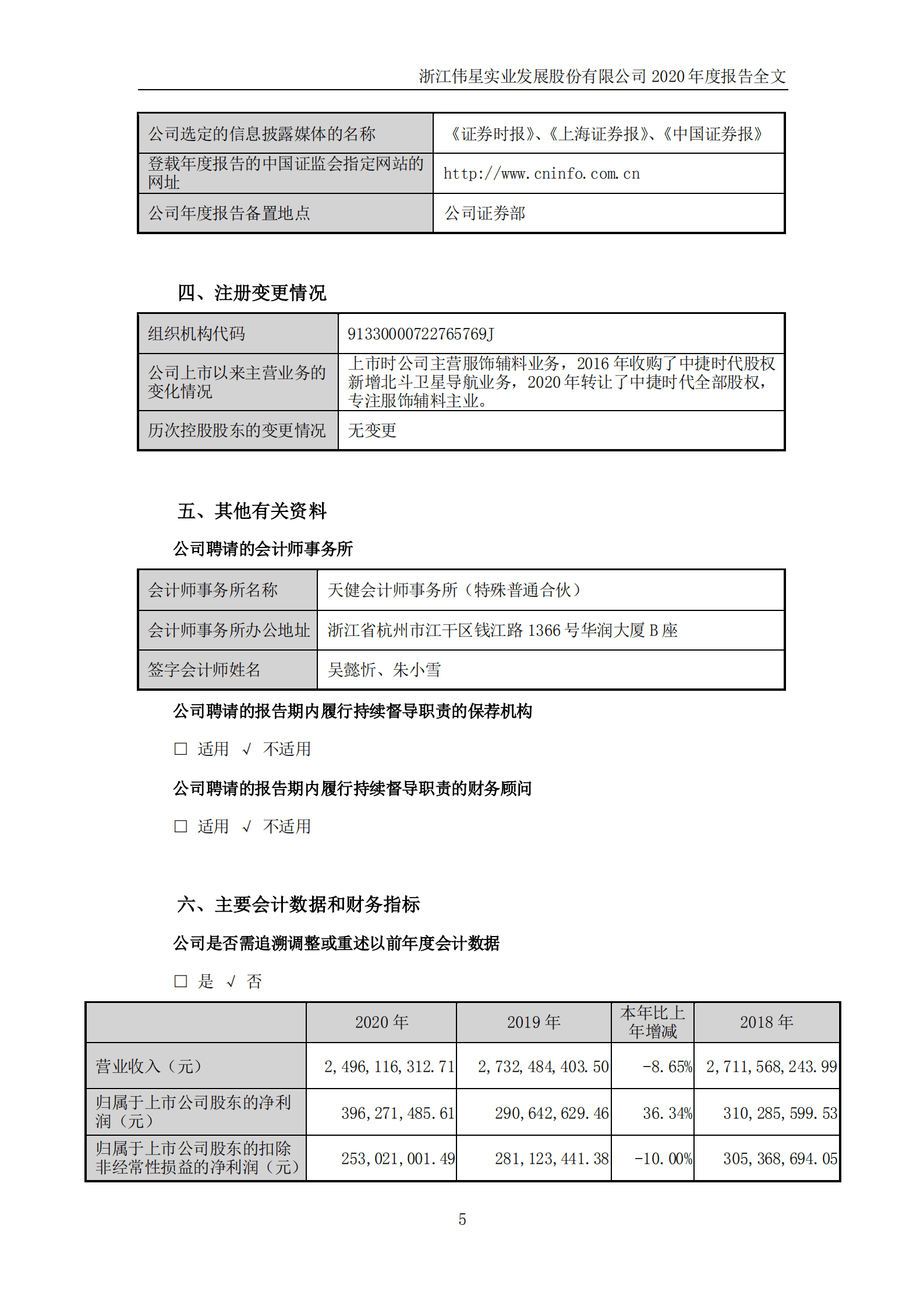 浙江伟星实业发展股份有限公司2020年年度报告.PDF 第6页