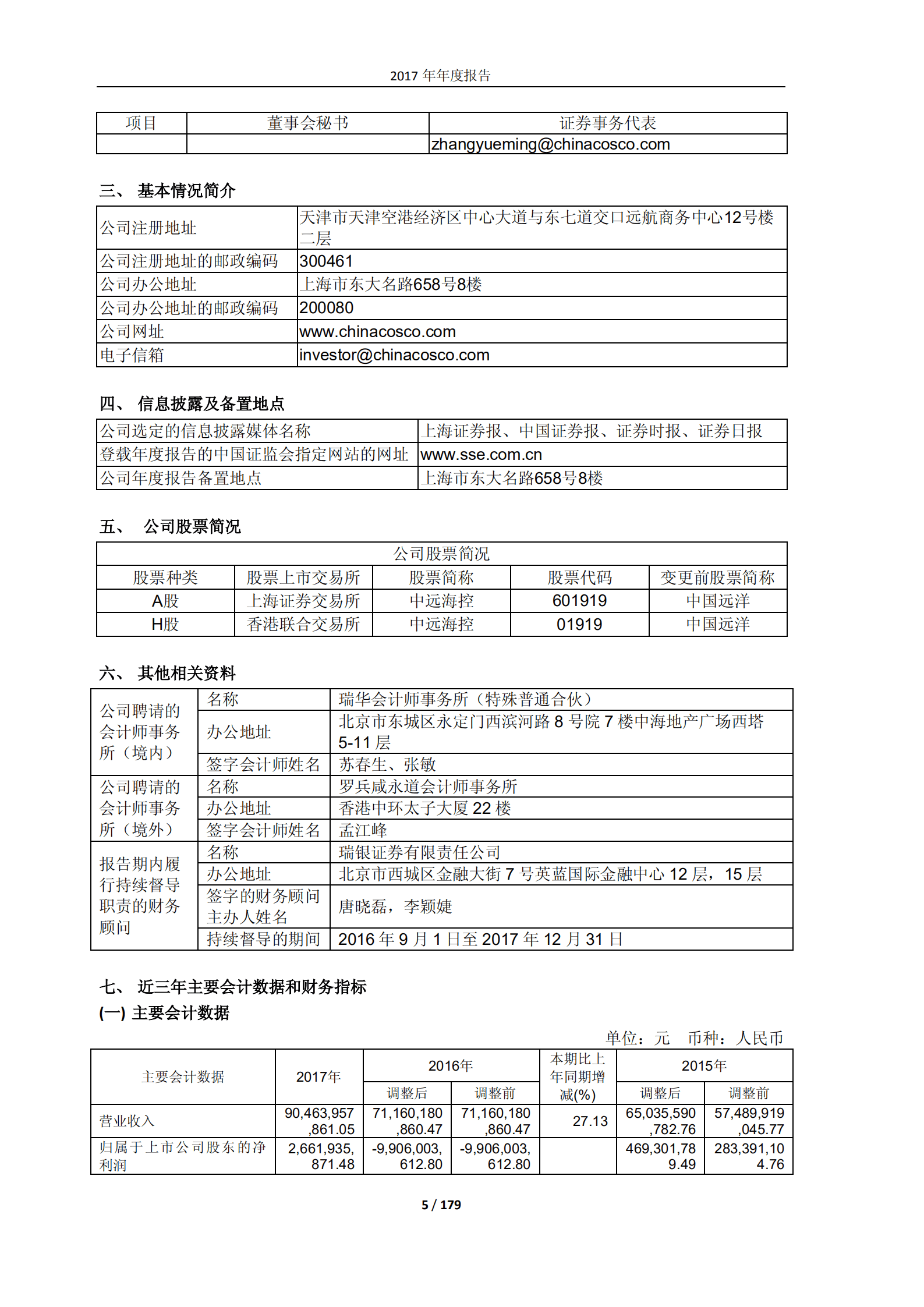 中远海运控股股份有限公司2017年年度报告.PDF 第5页