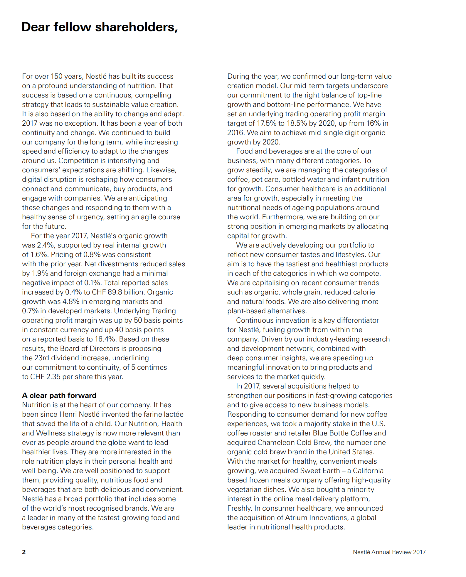 雀巢公司（NESTLÉ）2017年年度报告（英文版）.pdf 第6页