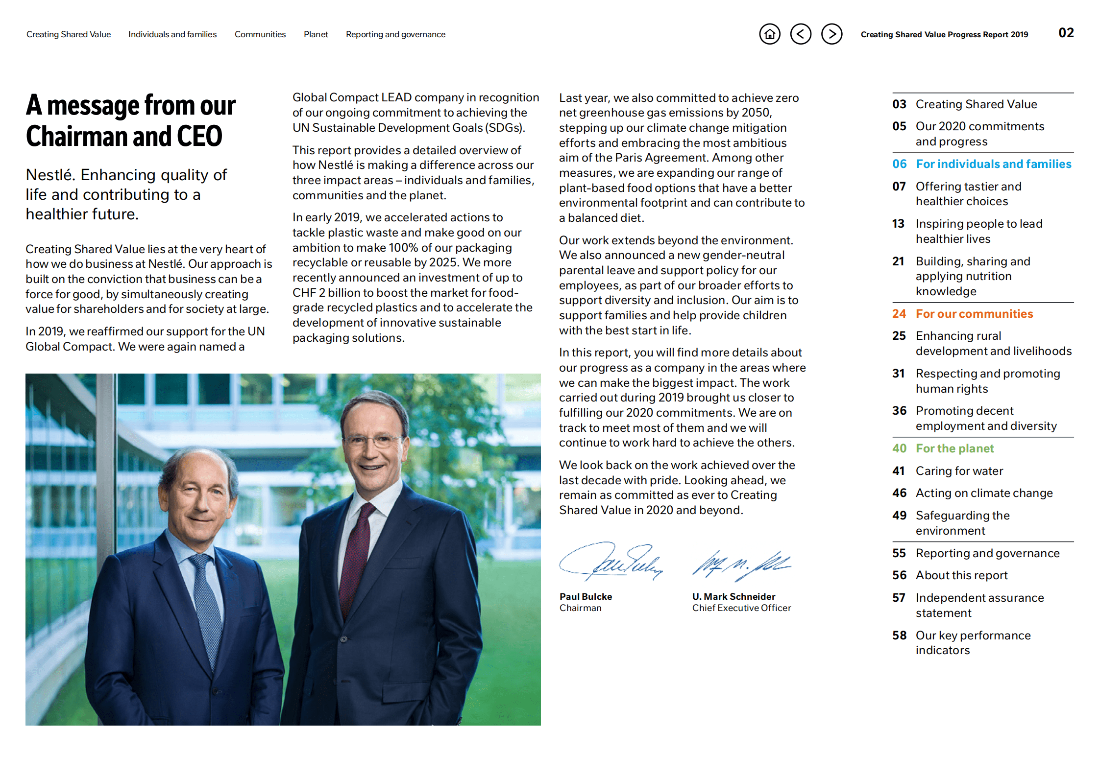 雀巢公司（NESTLÉ）2019年创造共享价值和可持续发展报告（英文版）.pdf 第2页