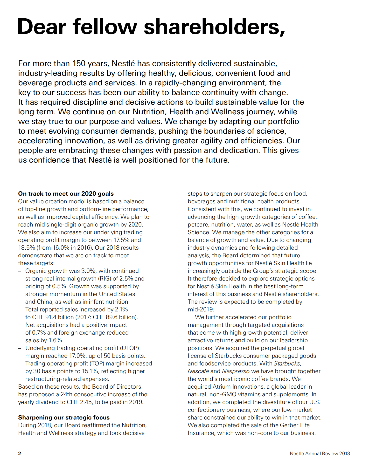 雀巢公司（NESTLÉ）2018年年度报告（英文版）.pdf 第6页