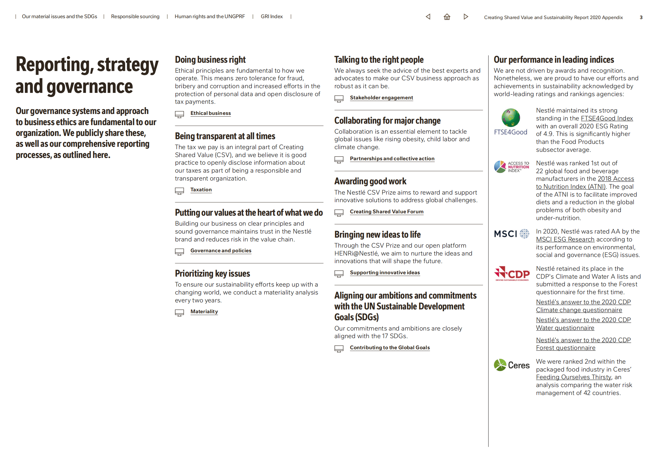雀巢公司（NESTLÉ）2020年创造共享价值和可持续发展报告（英文版）.pdf 第3页