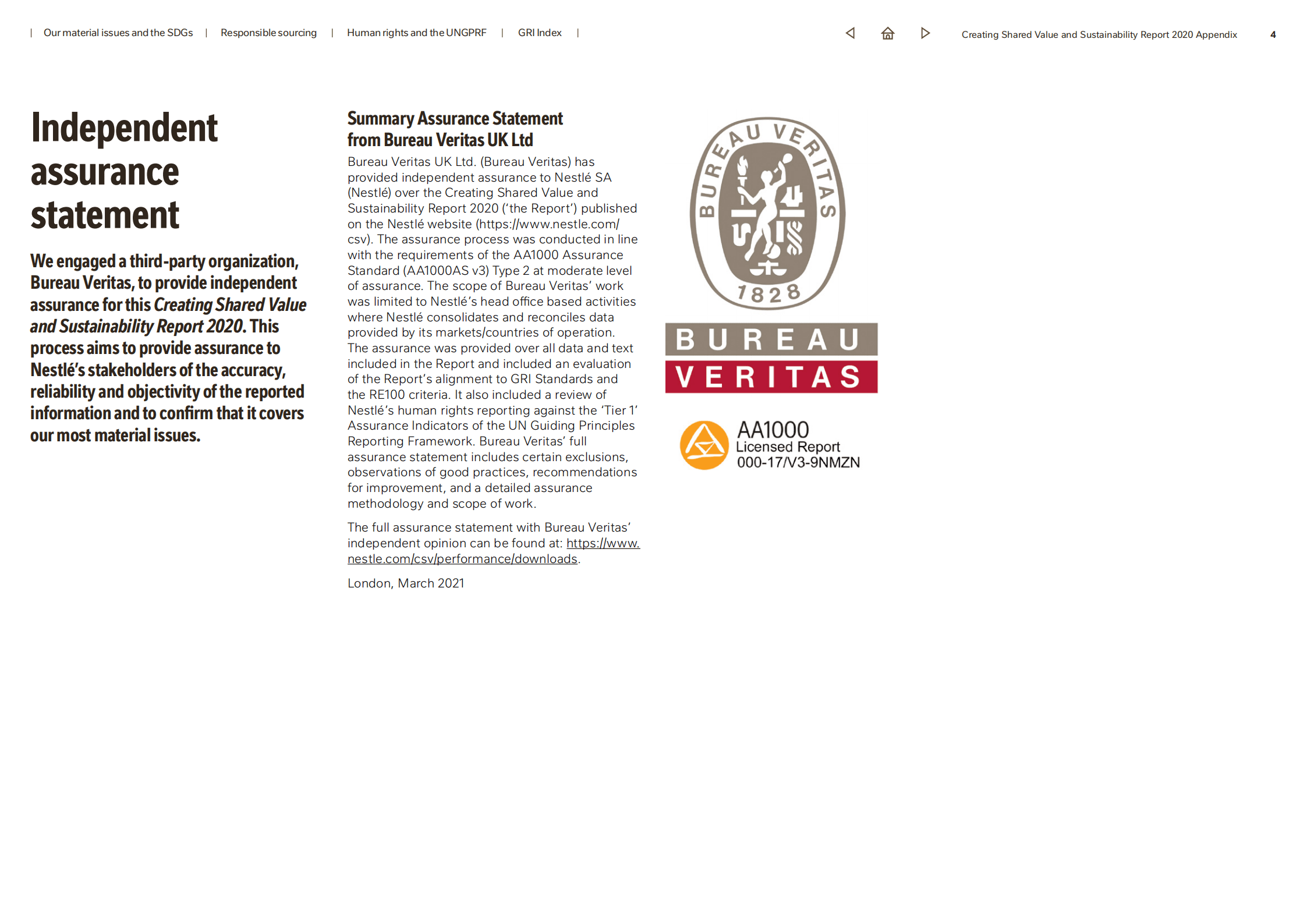 雀巢公司（NESTLÉ）2020年创造共享价值和可持续发展报告（英文版）.pdf 第4页