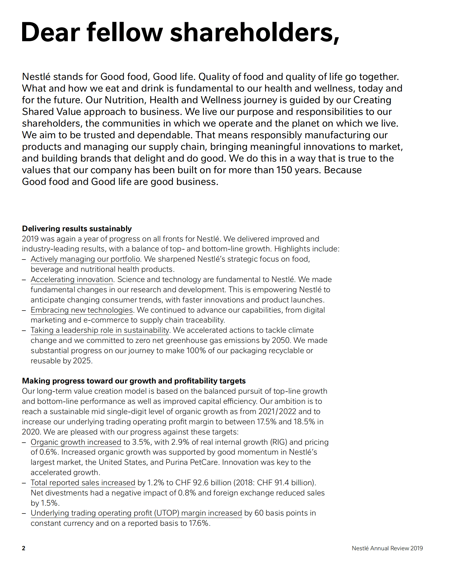 雀巢公司（NESTLÉ）2019年年度报告（英文版）.pdf 第6页