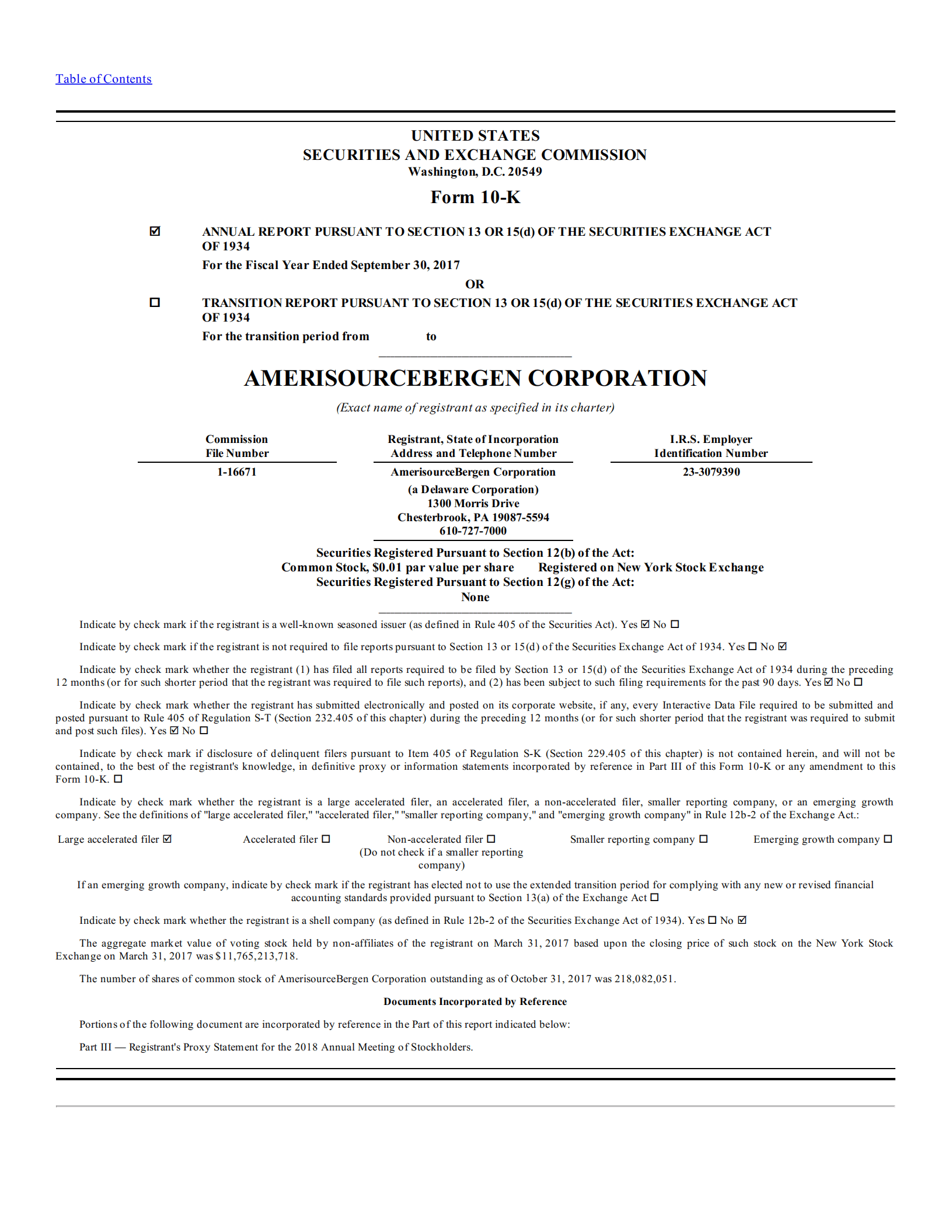 美源伯根公司（AMERISOURCEBERGEN）2017年年度报告（英文版）.pdf 第1页