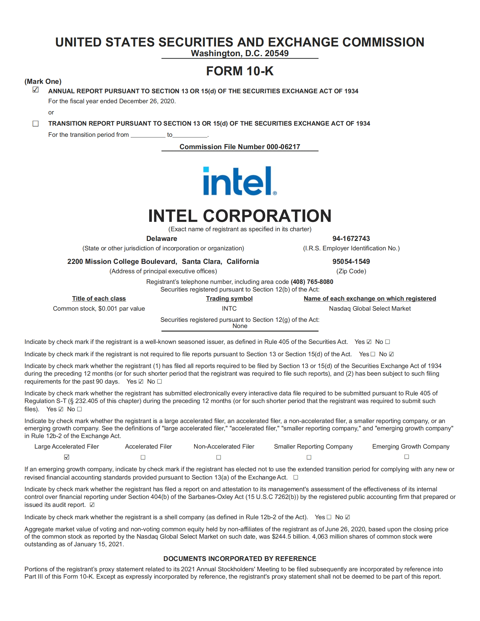 英特尔公司（INTEL）2020年年度报告（英文版）.pdf 第1页