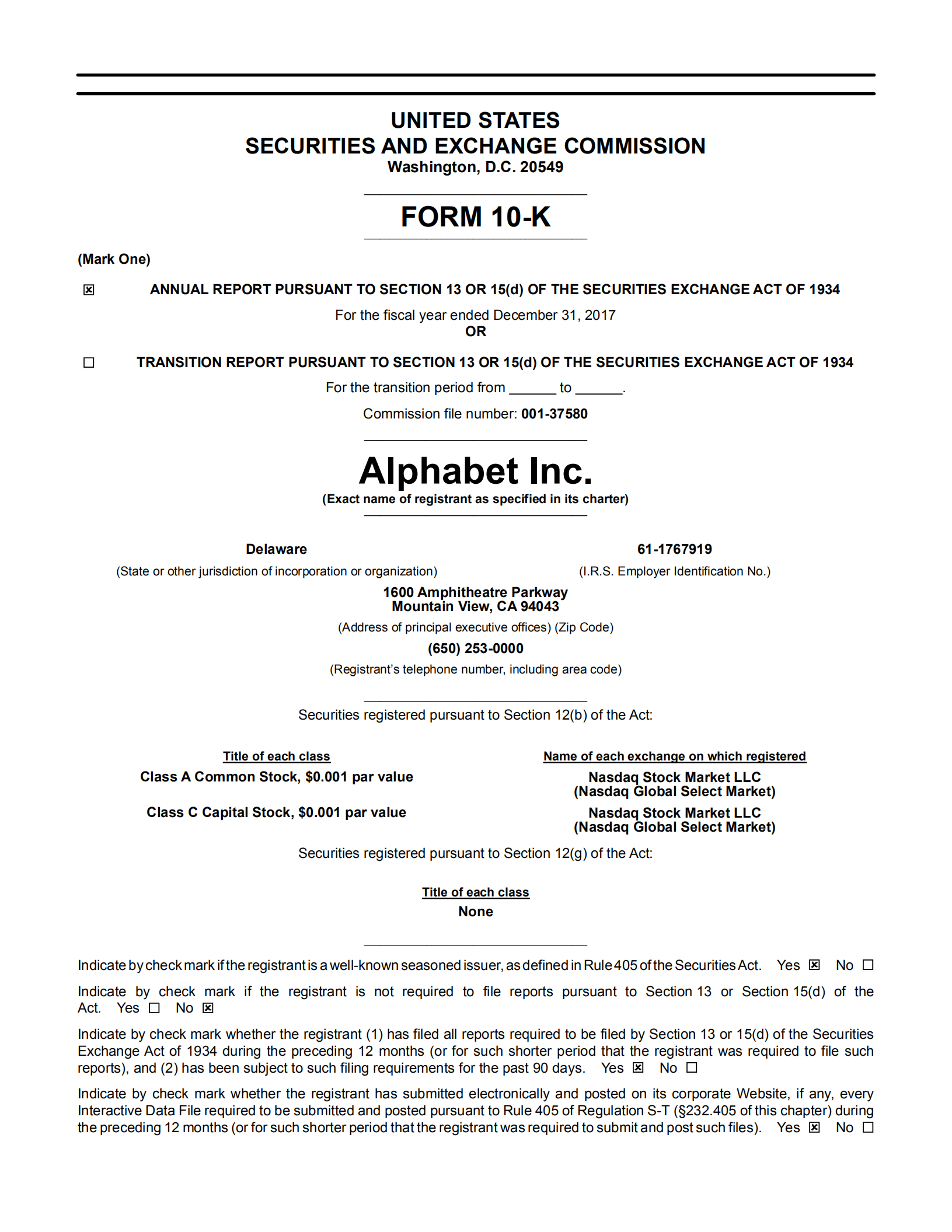 Alphabet公司（Alphabet Inc.）2017年年度报告（英文版）.pdf 第1页