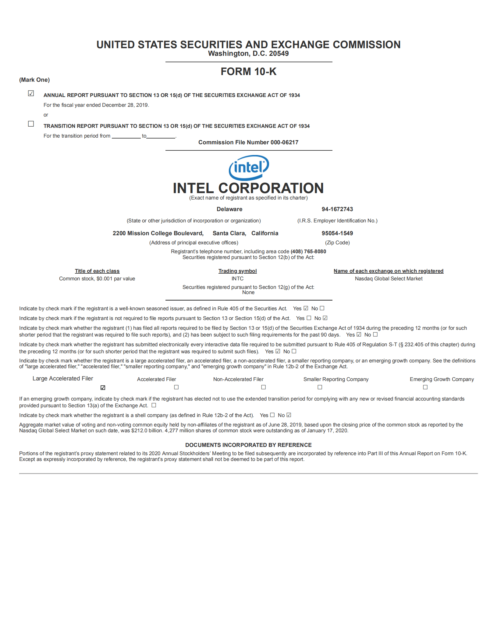 英特尔公司（INTEL）2019年年度报告（英文版）.pdf 第1页