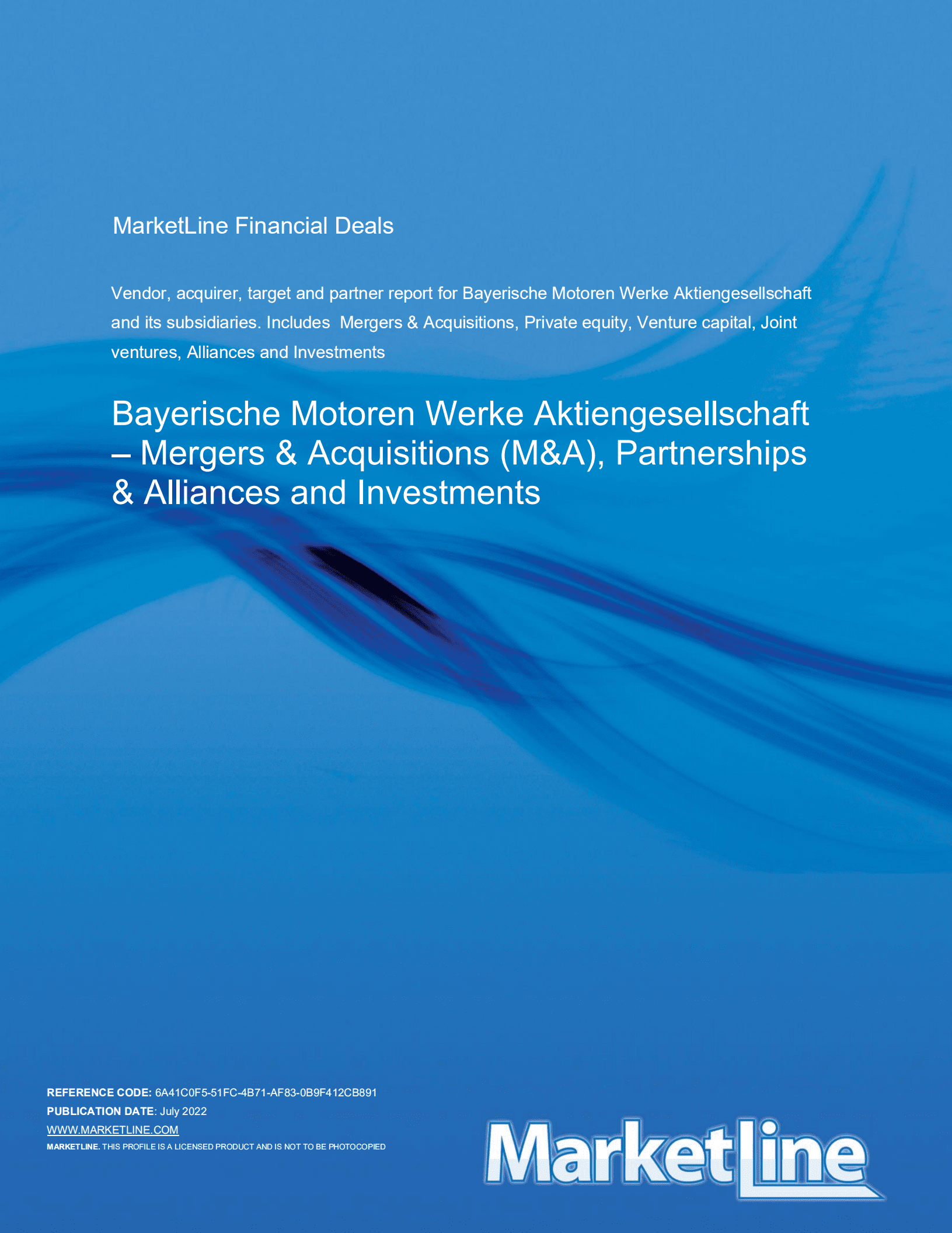 MarketLine：宝马集团并购、联盟与投资分析报告（英文版）.pdf 第1页