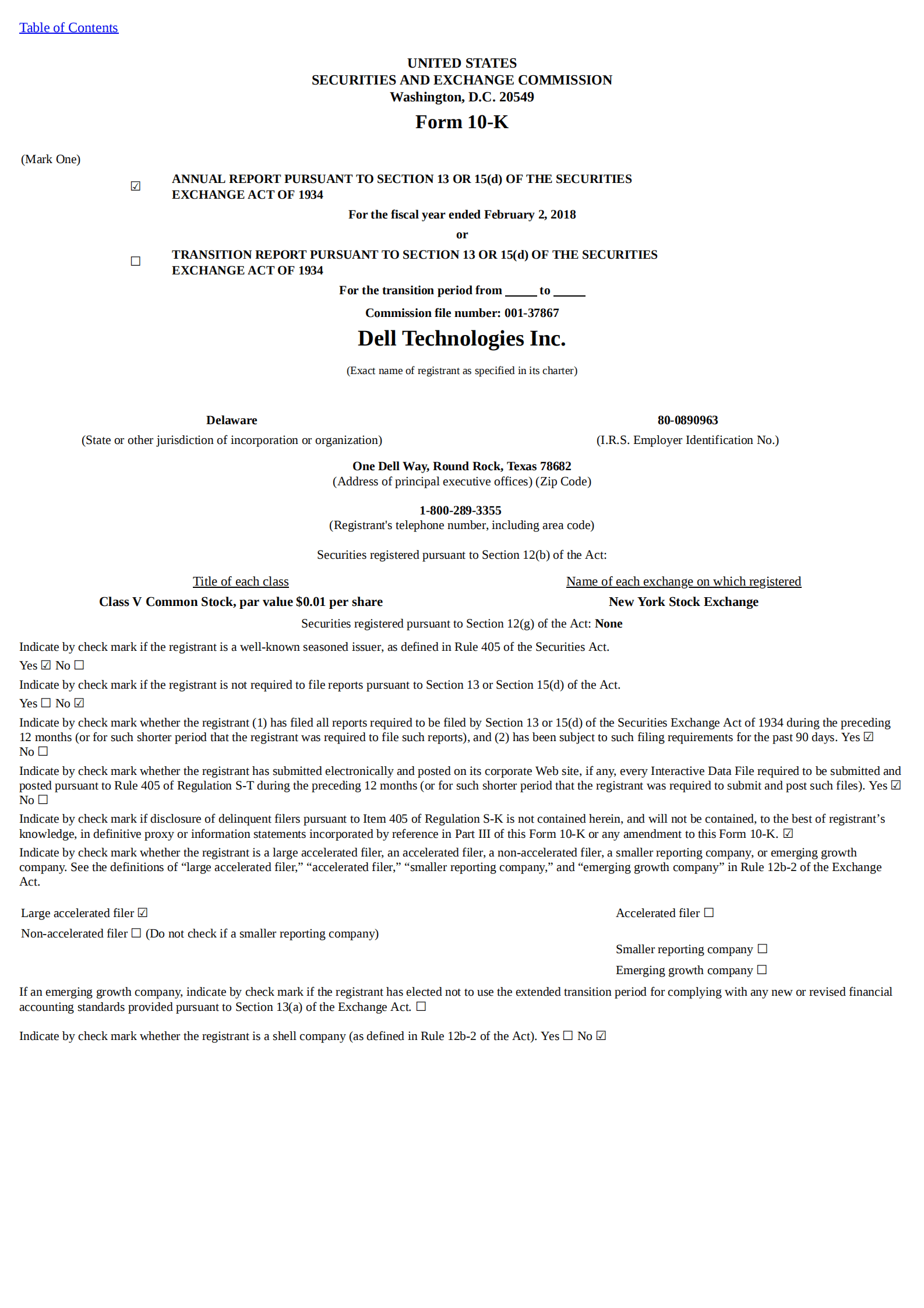 戴尔科技公司（DELL TECHNOLOGIES）2018财年年度报告（英文版）.pdf 第1页
