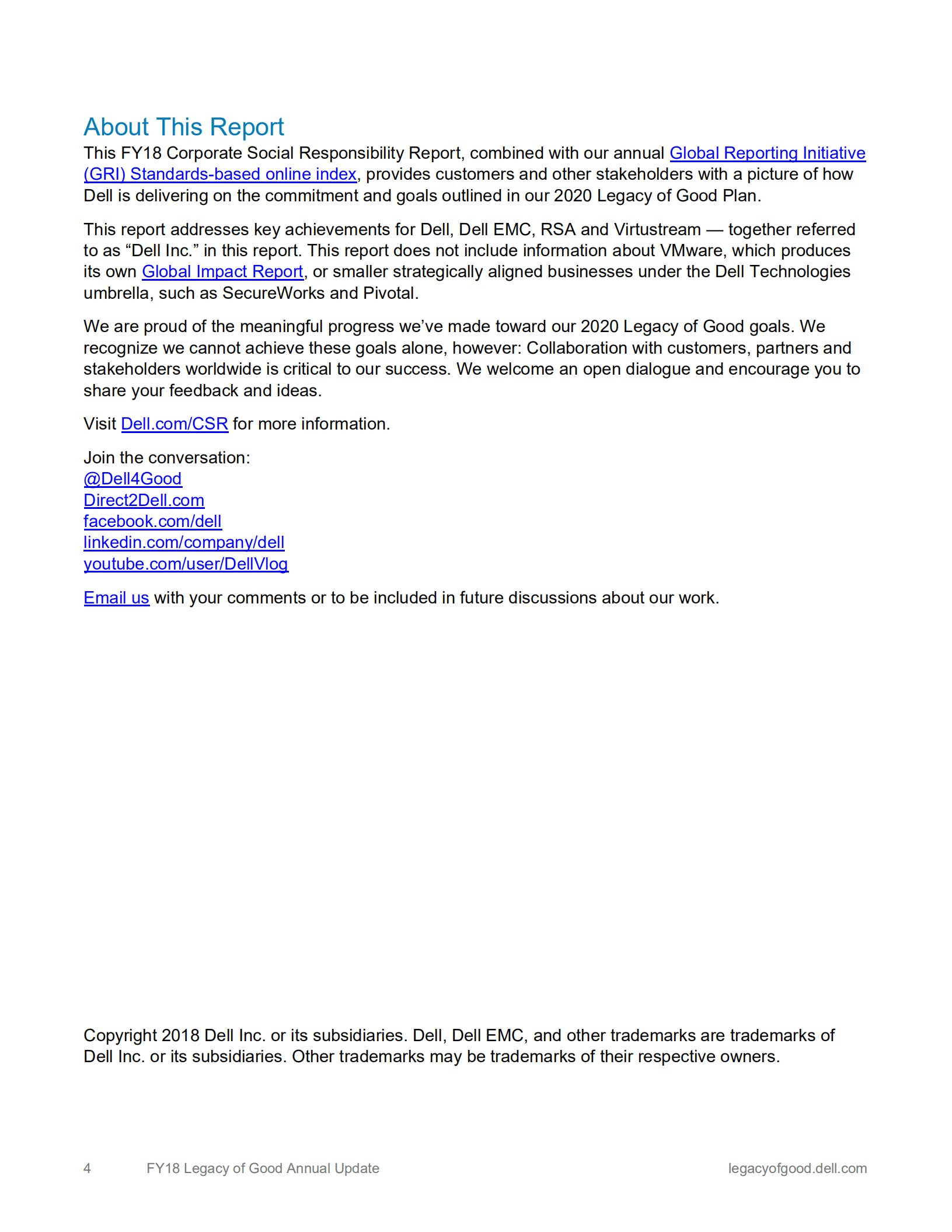 戴尔科技公司（DELL TECHNOLOGIES）2018财年企业社会责任报告（英文版）.pdf 第4页