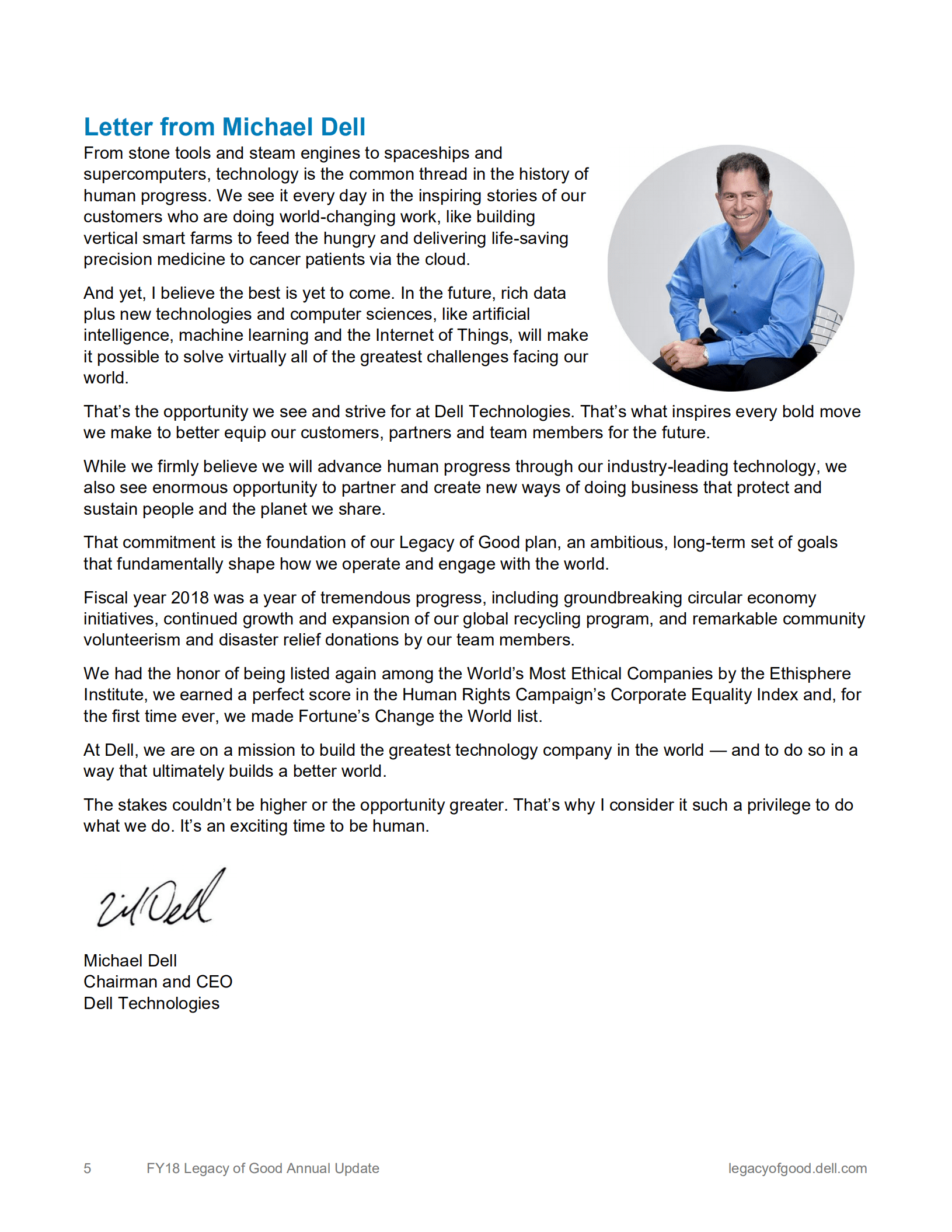 戴尔科技公司（DELL TECHNOLOGIES）2018财年企业社会责任报告（英文版）.pdf 第5页