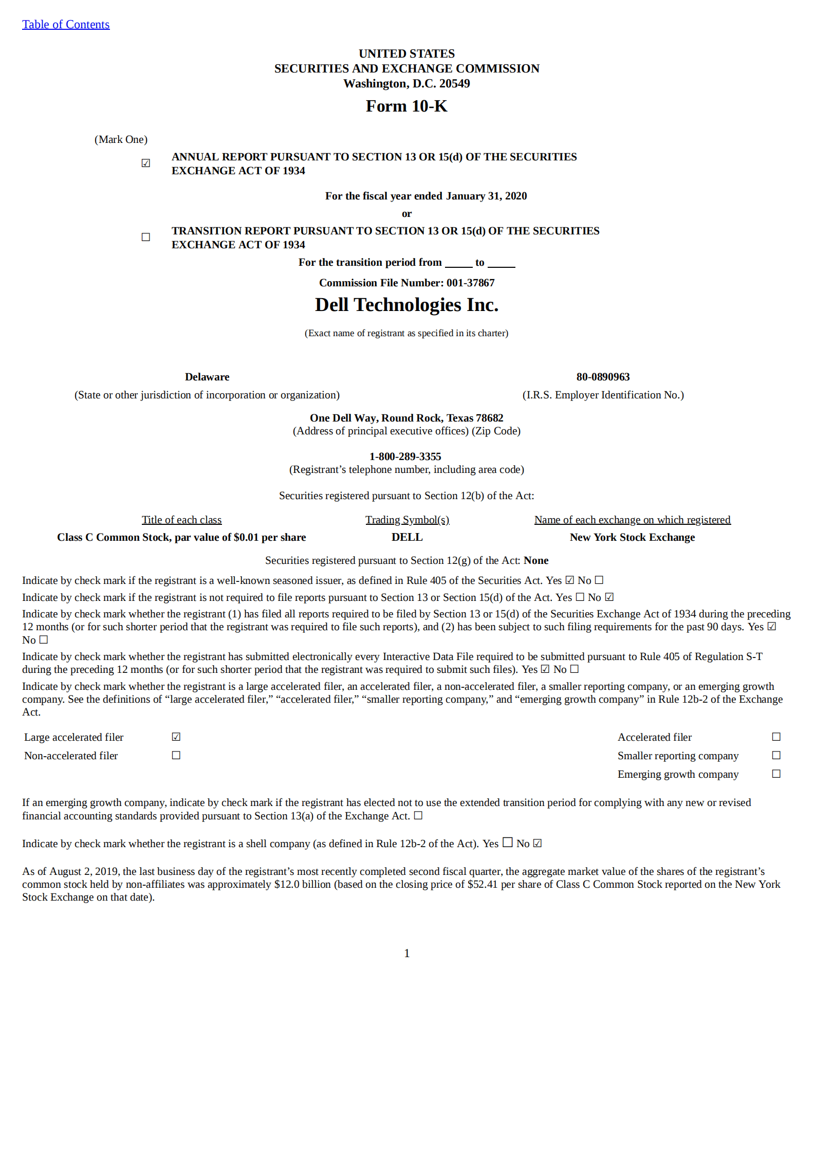 戴尔科技公司（DELL TECHNOLOGIES）2020财年年度报告（英文版）.pdf 第1页