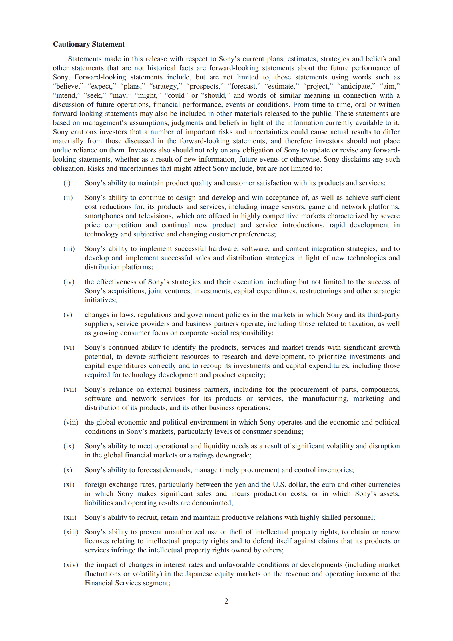 索尼（SONY）2018财年年度报告（英文版）.pdf 第2页