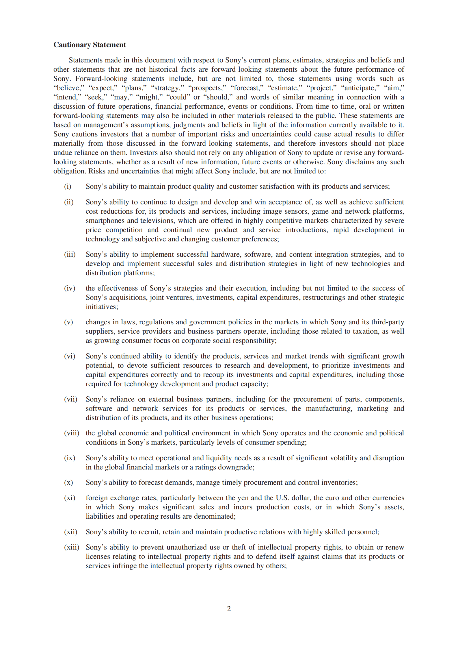 索尼（SONY）2019财年年度报告（英文版）.pdf 第2页