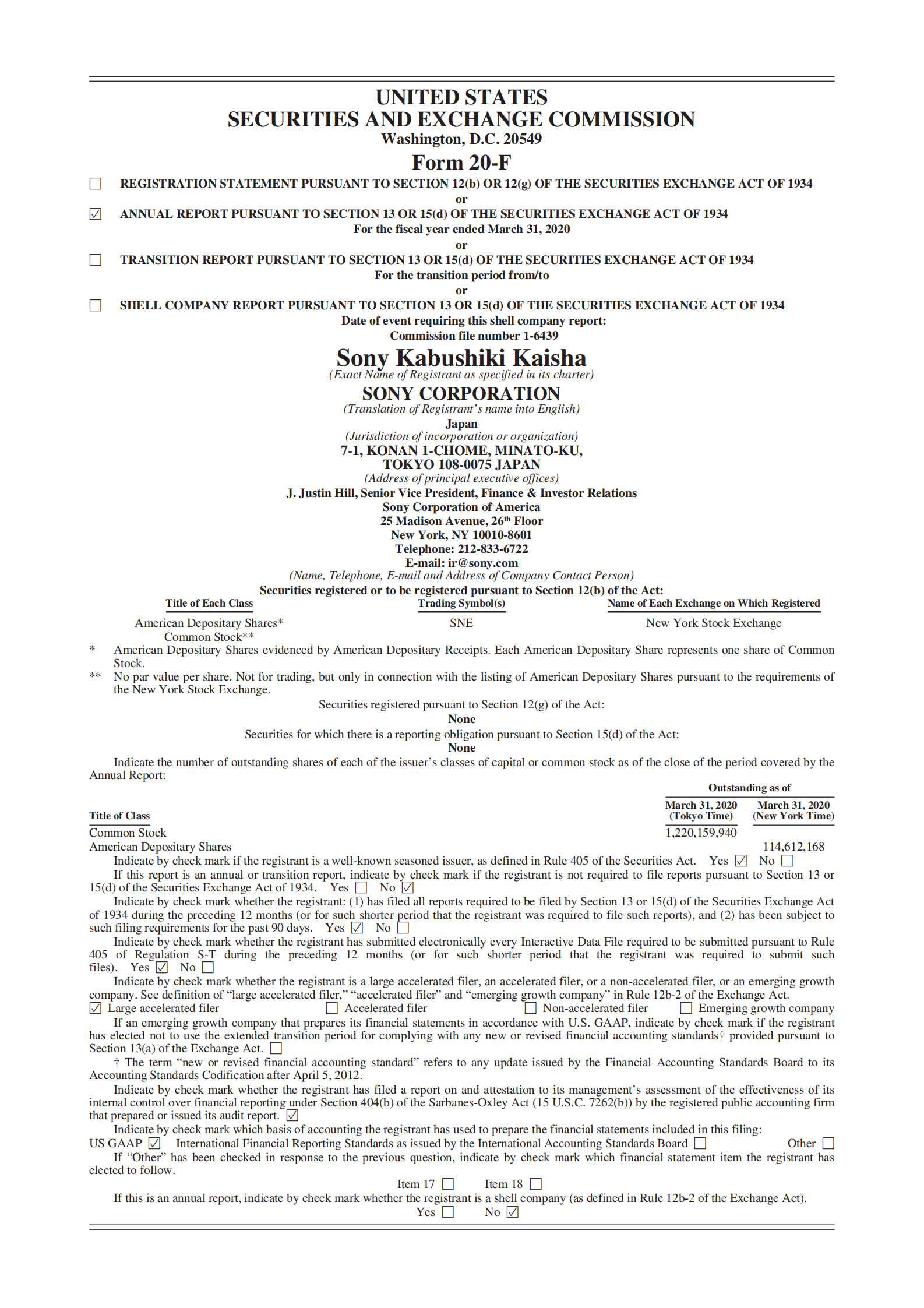 索尼（SONY）2019财年年度报告（英文版）.pdf 第1页